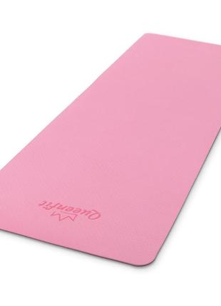 Килимок (мат) для фітнесу та йоги queenfit tpe 0,5 см рожево-фіолетовий3 фото
