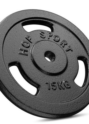 Сет із металевих дисків hop-sport strong 2x15 кг диски (млинці) для штанги і гантелей диски на штангу гриф3 фото