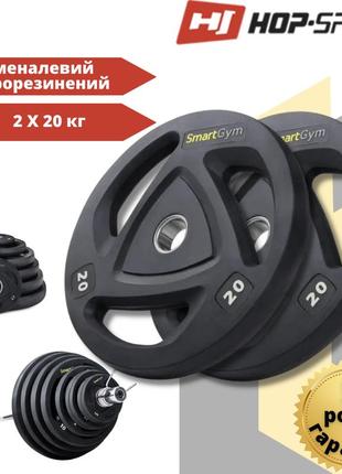 Набір дисків олімпійських hop-sport smartgym 2x20 кг диски млинці для штанги і гантелей диски на гриф