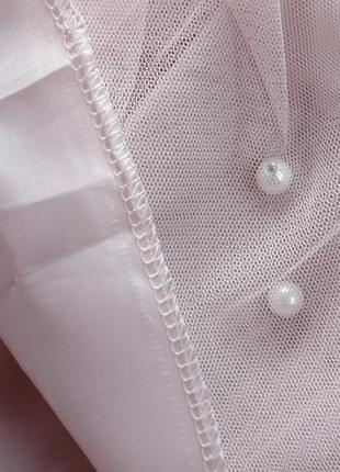 Стильно-модная фотиновая юбка на резинке с бусинками цвет пудра2 фото