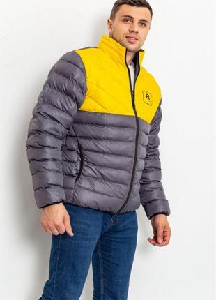 Куртка мужская демисезонная цвет желто-серый3 фото