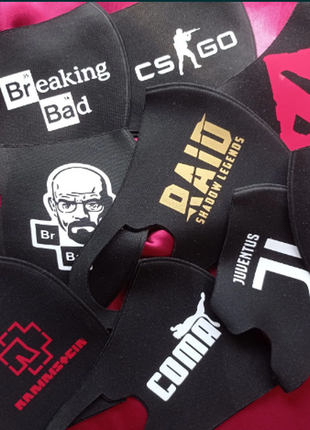 Многоразовые маски для лица с принтом  coma, breaking bad, raid. csgo и др.