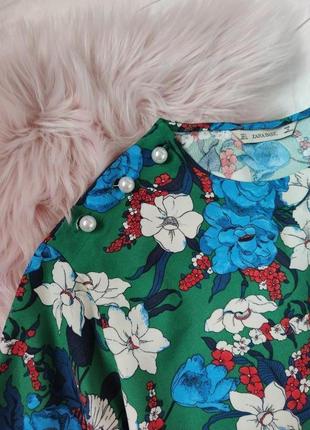 Блуза топ оверсайз мультиколор принт декор перлини вільного крою zara8 фото