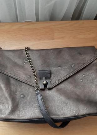 Шикарная кожаная сумка crossbody бронзовая label lab4 фото