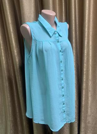 Шифоновая насыщенно мятная бирюзовая блузка george  размер 16/xl/xxl1 фото