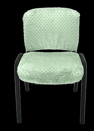 Плюшевий чохол на офісне крісло, натяжний на резинці minkyhome.салатовьй (mh-201)