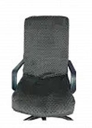Натяжний чохол (плюш) на комп'ютерне крісло директора з прорізами для підлокітників від minkyhome + чохли на підлокітники. графіт