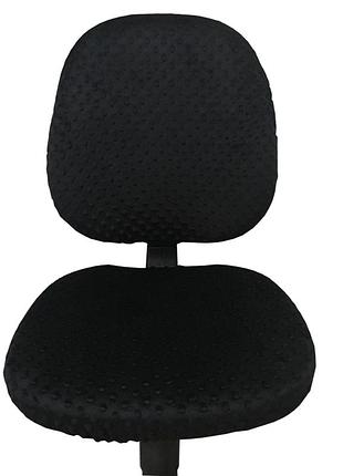 Универсальный плюшевый чехол с открытой спинкой на офисное кресло, натяжной на резинке, от ™minkyhome. черный