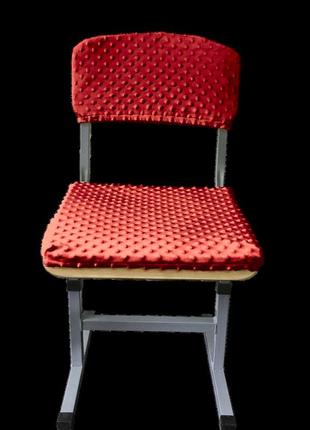 М'яка подушка 38×38 та чохол з плюшу на стілець 38×19 для школяра | індивідуальне пошиття червоний