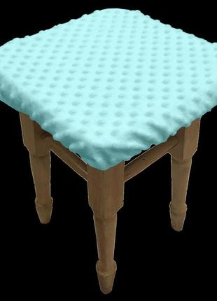 Плюшевий натяжний чохол на табурет на резинці minkyhome.бірюза. 1 шт. (mh-017)
