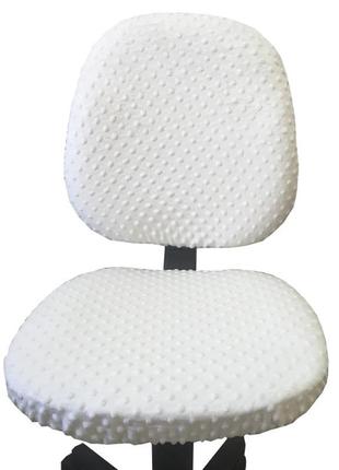 Універсальний плюшевий чохол з відкритою спинкою на офісне крісло, натяжний на резинці, від ™minkyhome. білий5 фото
