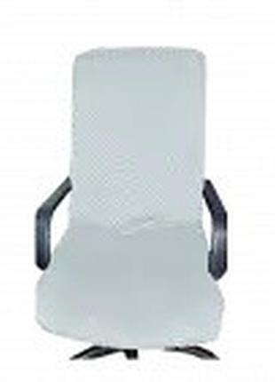 Чехол (плюш) на компьютерное кресло директора с прорезами для подлокотников + чехлы на подлокотники. голубой