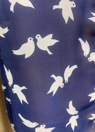 Шифоновая блузка new look с оригинальным принтом птички размер l7 фото