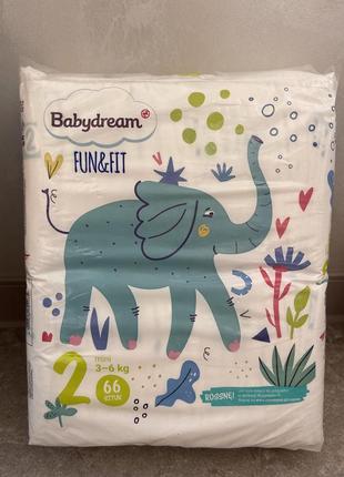 Детские подгузники babydream 2 (3-6 kg) 60 шт