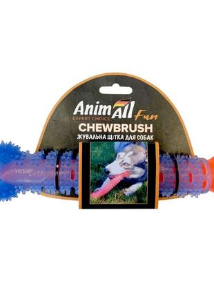Игрушка animall fun жевательная щетка-кость оранжевая с синим, 24 см