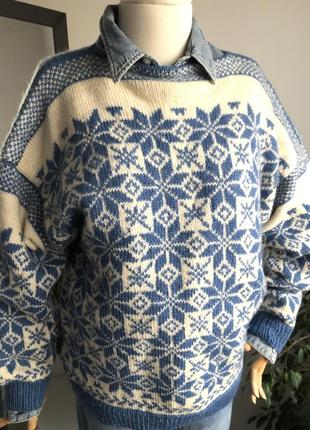 Скандинавский шерстяной свитер с узором3 фото