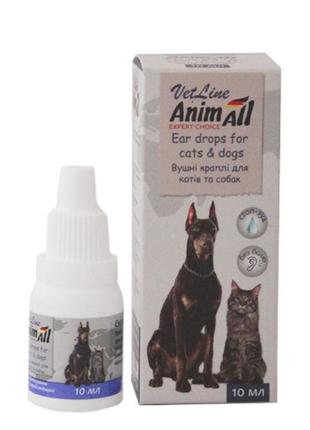 Вушні краплі animall vetline для котів і собак, 10 мл