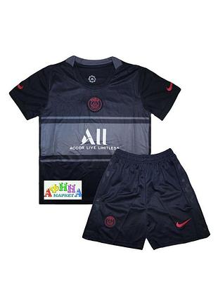 Детская футбольная форма  псж 2021-2022 air jordan third черный (3222)