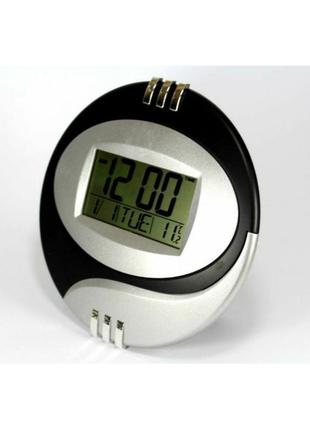 Электронные настенные часы kenko кк 6870 с термометром чёрные2 фото