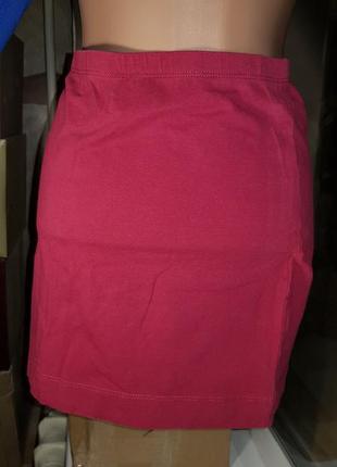 Бордовая базовая трикотажная мини юбка hm1 фото