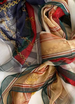 Жіночі шарфики з натурального шовку gucci. розмір : 70х1802 фото