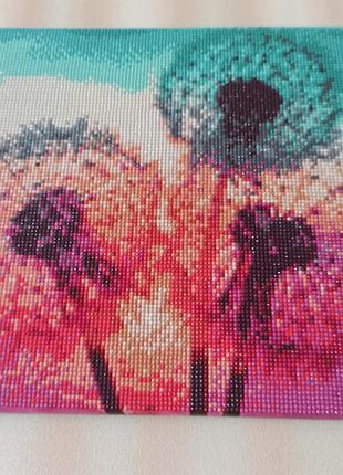 Вишукана картина — кульбаби на заході сонця — з алмазної мозаїки.