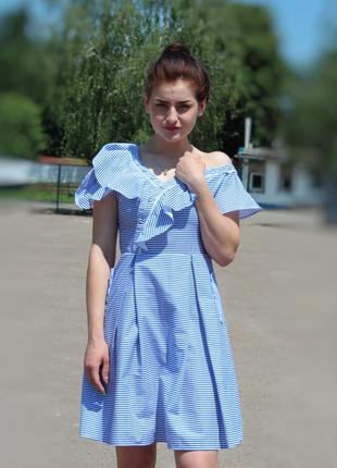 Сукня літня у смужку асиметричний крій і рюші4 фото