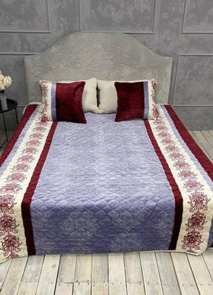 Покривало велюрове стьобане 200х220 з подушками