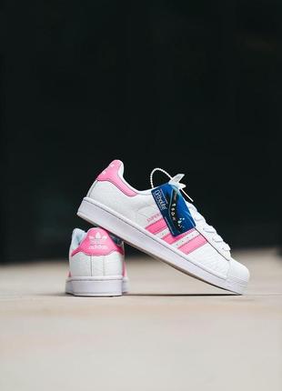 Женские кроссовки adidas superstar white pink 36-37-402 фото