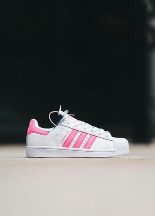 Женские кроссовки adidas superstar white pink 36-37-407 фото