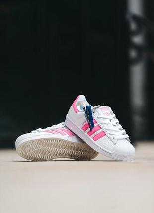 Женские кроссовки adidas superstar white pink 36-37-403 фото