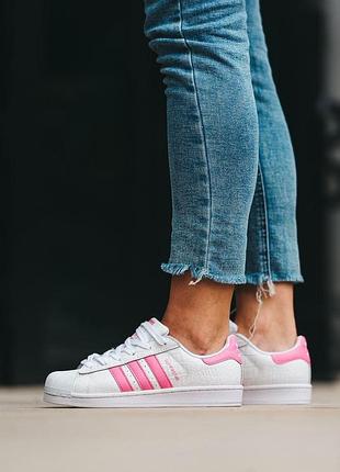 Женские кроссовки adidas superstar white pink 36-37-406 фото