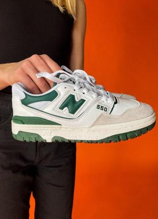 Женские кроссовки new balance 550 white green 36-37-38