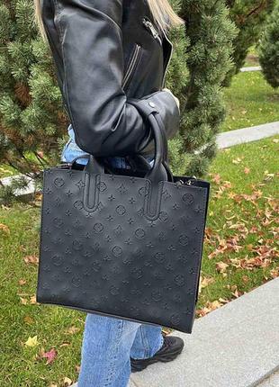 Большая черная женская сумка , городская сумка для женщин на плечо4 фото