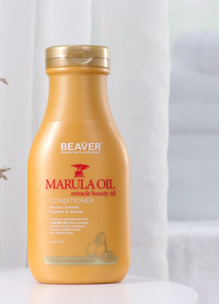 Поживний кондиціонер beaver marula oil conditioner для сухого та пошкодженого волосся з олією марули