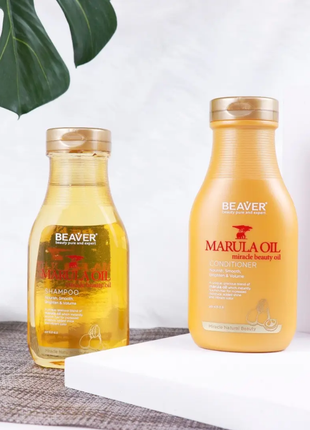 Поживний набір beaver marula oil conditioner шампунь і кондиціонер для сухого та пошкодженого волосся2 фото