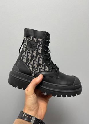 Ботинки в стиле dior boots black premium женские