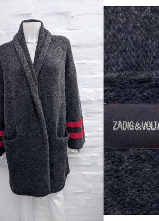 Zadig & voltaire оригинальный кардиган из альпаки и шерсти с декором из хлопка