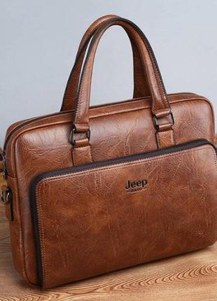Мужской деловой портфель для документов формат а4, мужская сумка для планшета ноутбука светло-коричневый4 фото