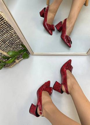 Эксклюзивные туфли лодочки из натуральной итальянской кожи и замша женские на каблуке с бантиком8 фото