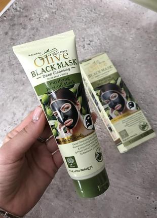 Маска для обличчя wokali olive black mask deep cleansing🌿2 фото