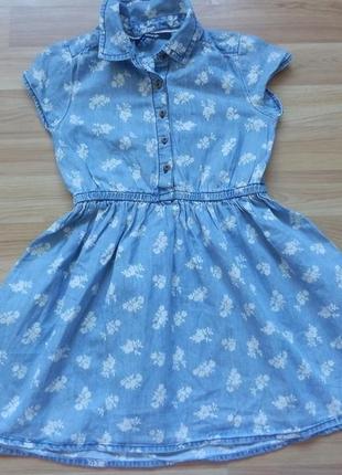 Фирменное легкое джинсовое платье george малышке 5-6 лет состояние отличное