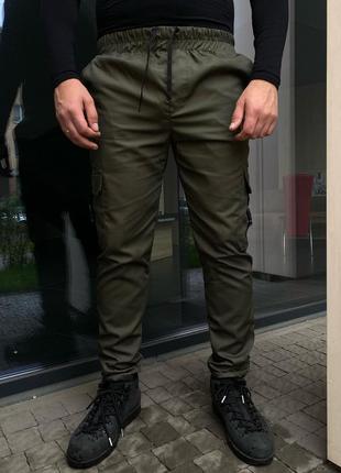 Карго штани хакі, якісні міцні чоловічі брюки з кишенями2 фото