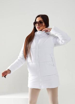 Тепла жіноча куртка кокон а061 біла