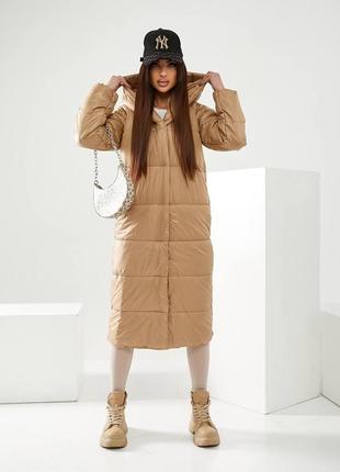 Пальто пуховик жіночий зимовий оверсайз з капюшоном. колір золото.