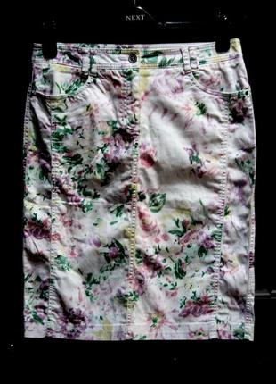 Хлопковая стрейчевая юбка в цветочный принт fabiani италия