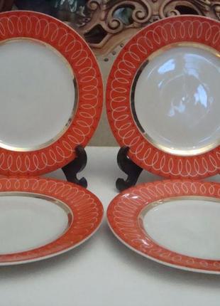 Красивые тарелки набор 4 шт фарфор ссср коростень №978