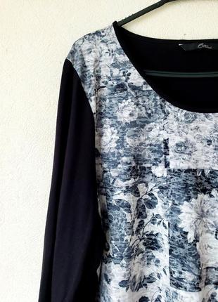 Удлиненная трикотажная блуза с шифоновой окантовкой bm casual  22 uk2 фото
