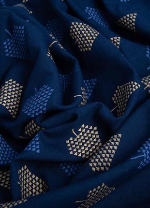 Тканина костюмна під льон із напиленням дерева т/синя2 фото