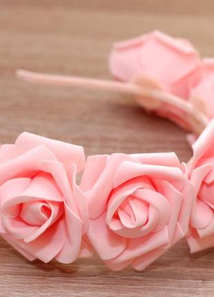 Обруч ободок венок с персиковыми розами